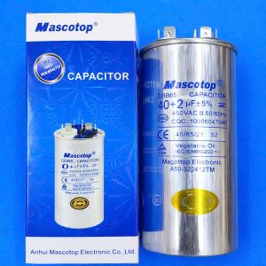 Tụ lốc điều hòa Mascotop CBB65 40+2uf, 3 chân